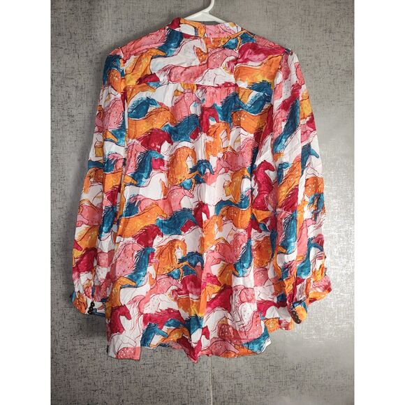 Maeve Pastoral Watercolor Blouse Sz XL - Picture 2 of 4